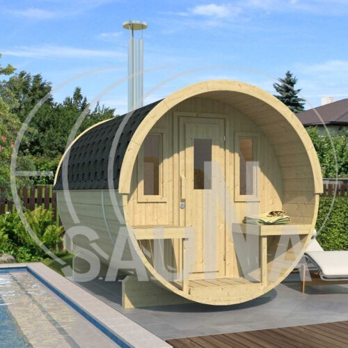 Баня-бочка 280-й модели с террасой