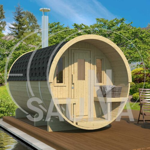 Barrel sauna 330 with a terrace
