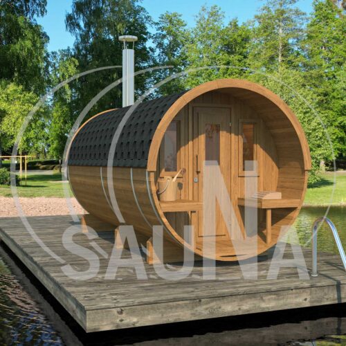 Barrel sauna 400 with a terrace