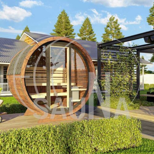 Террасная баня 160-й модели с полным остеклением